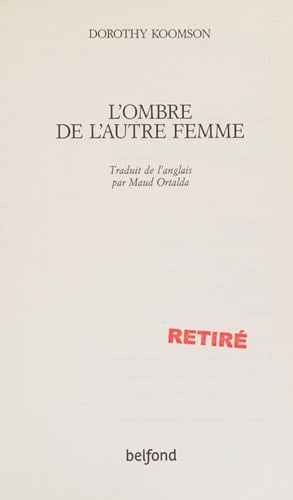 L'ombre de l'autre femme - Cover