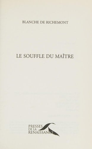 Le souffle du maître - Cover