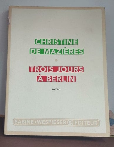 Trois jours à Berlin - Cover