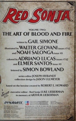 Red Sonja Vol.2: The Art of Blood and Fire - Cover