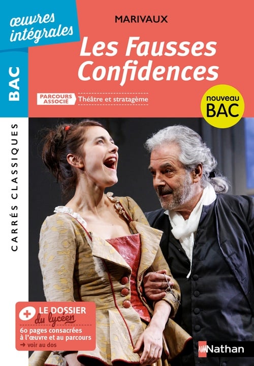 Les Fausses Confidences de Marivaux - BAC Français 1re 2022 - Parcours associé : Théâtre et stratagème - édition intégrale - Carrés Classiques Oeuvres Intégrales - EPUB 2022 - Cover