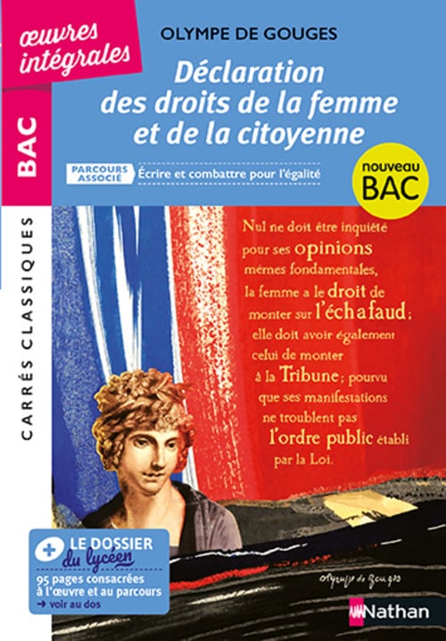 Déclaration des droits de la femme et de la citoyenne de Olympe de Gouges - Français 1re 2022 - Parcours Écrire et combattre pour l'égalité-BAC général et techno -Édition intégrale-EPUB 2021 - Cover