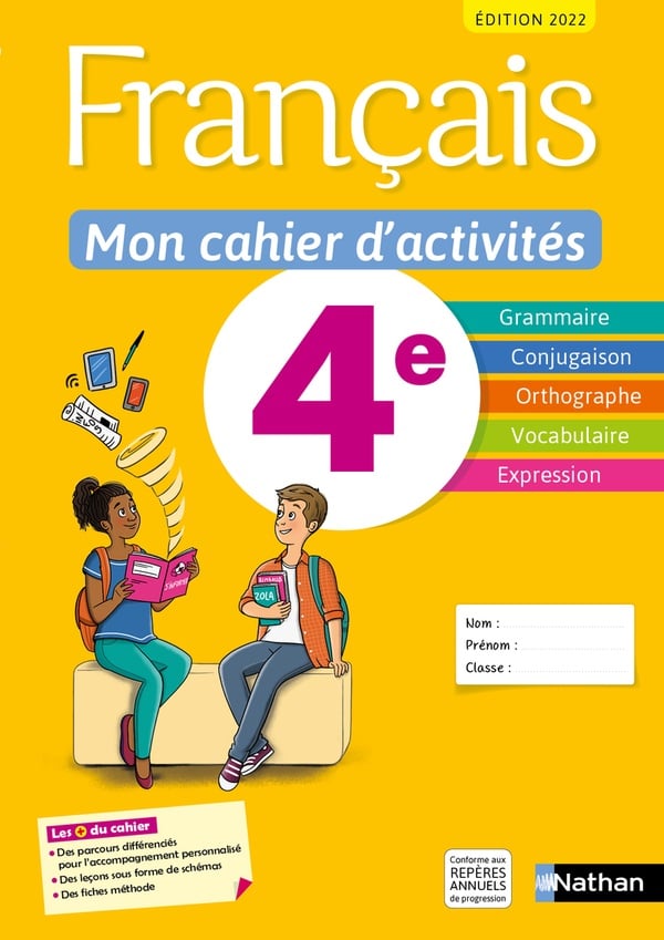 Français : 4e : mon cahier d'activités : élève (édition 2022) - Cover