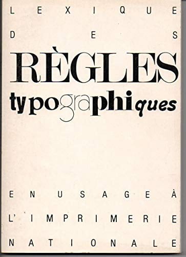 Lexique Des Regles Typographiques - Cover