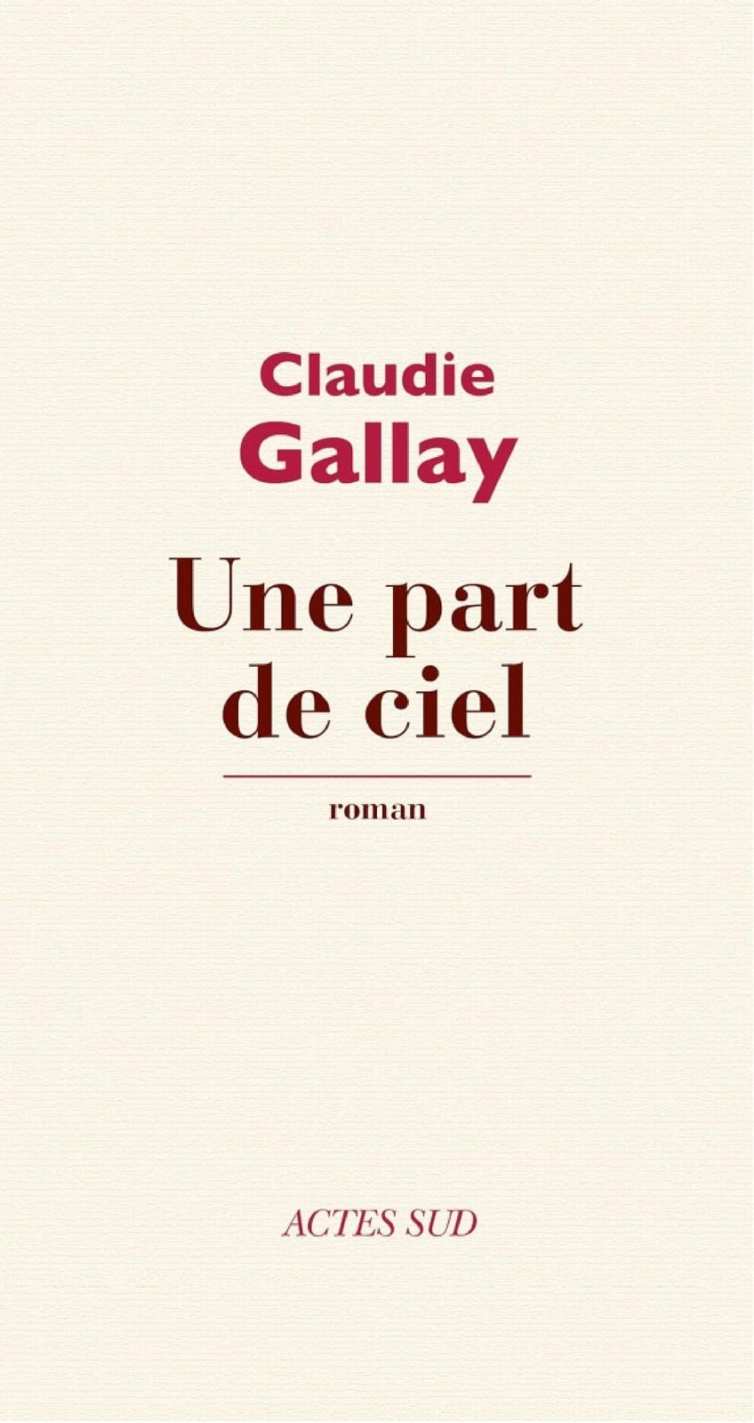 Une part de ciel - Cover