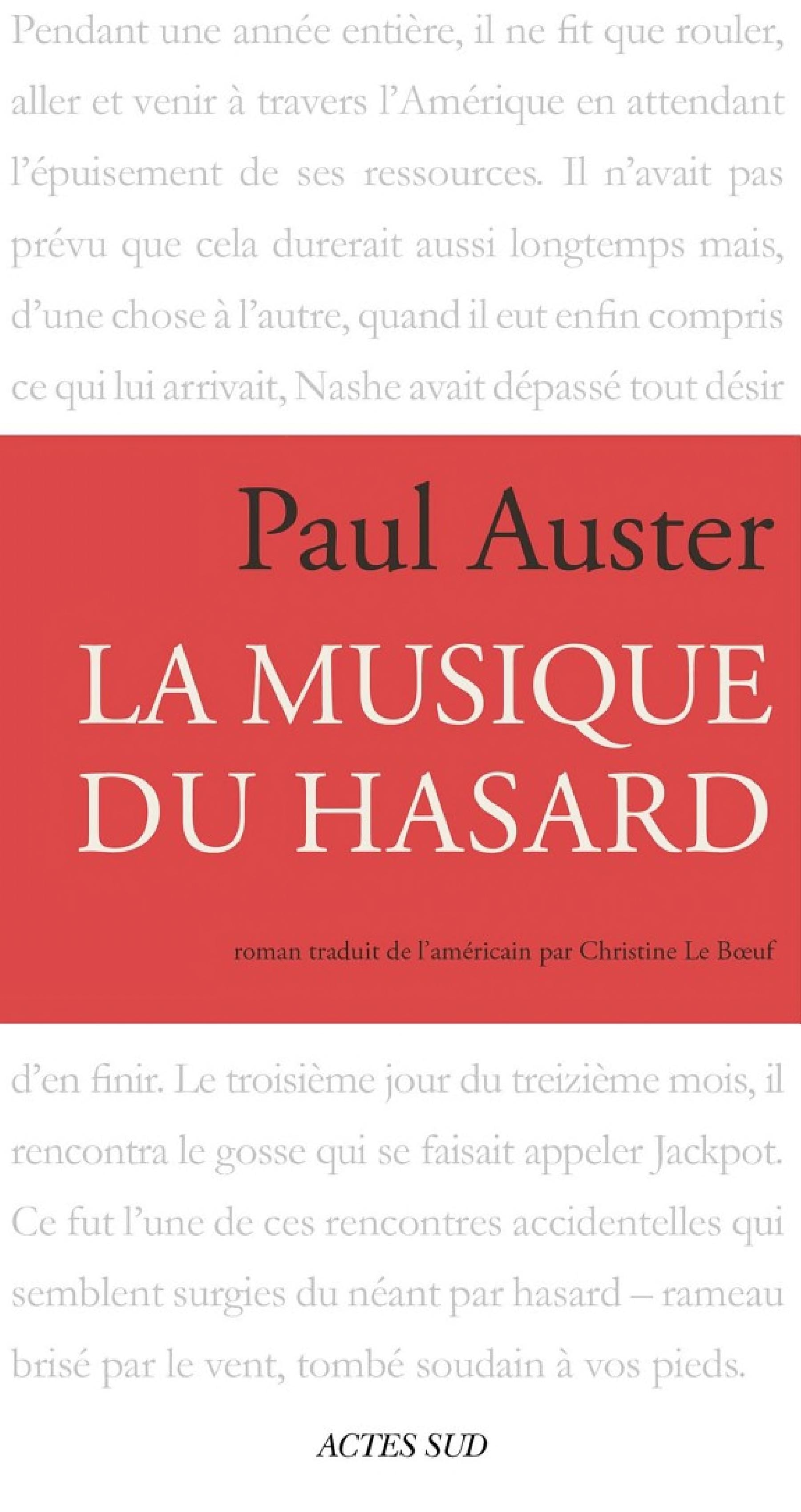 La Musique du hasard - Cover