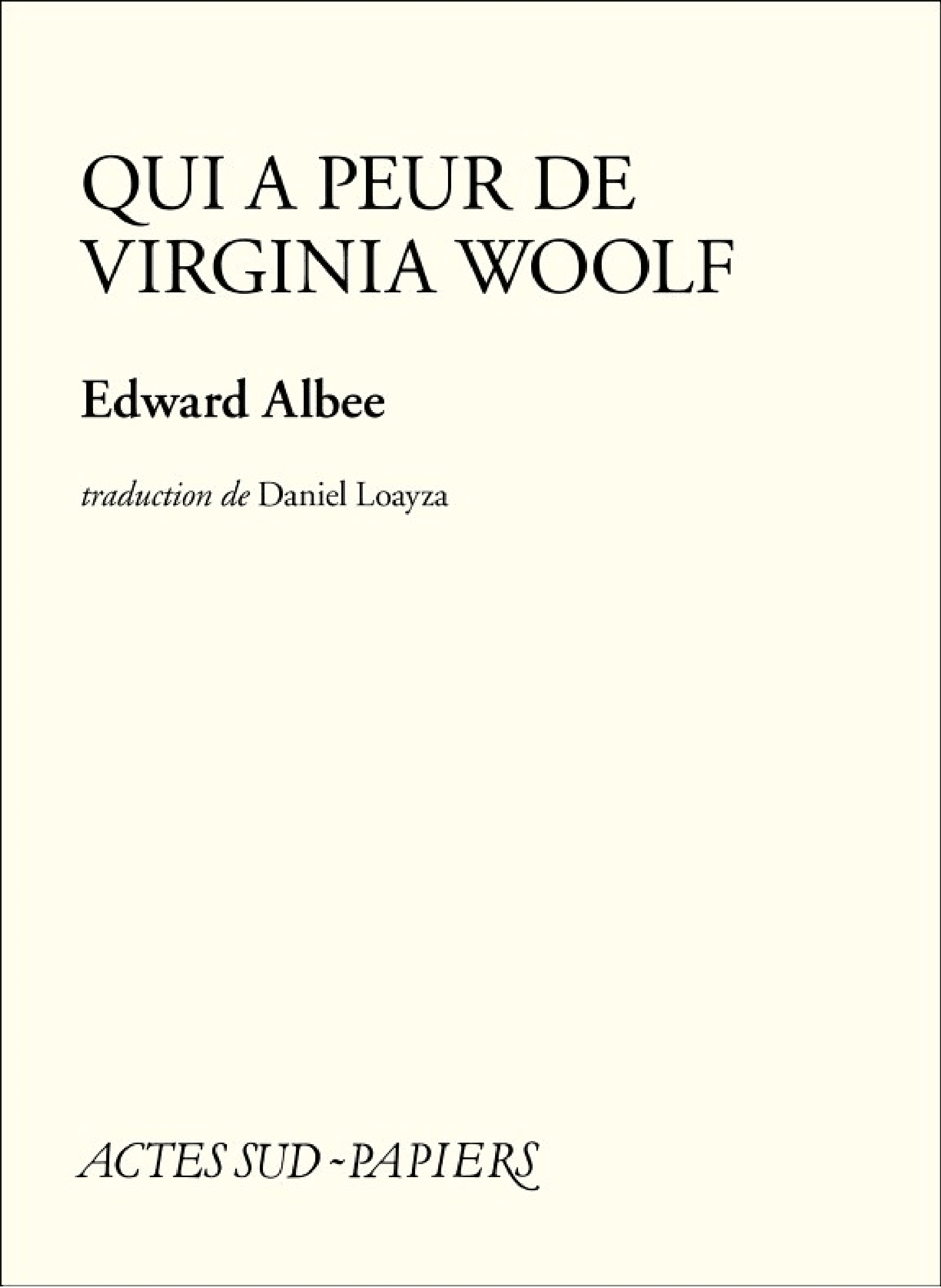 Qui a peur de Virginia Woolf ? - Cover