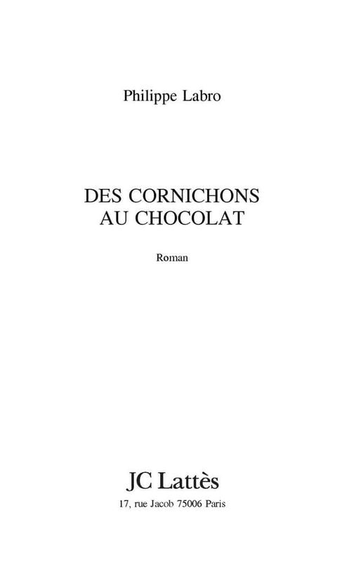 Des cornichons au chocolat - Cover