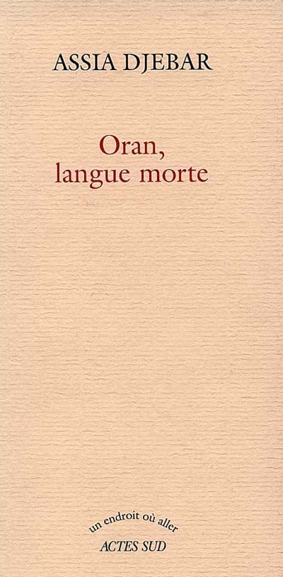 Oran, langue morte - Cover