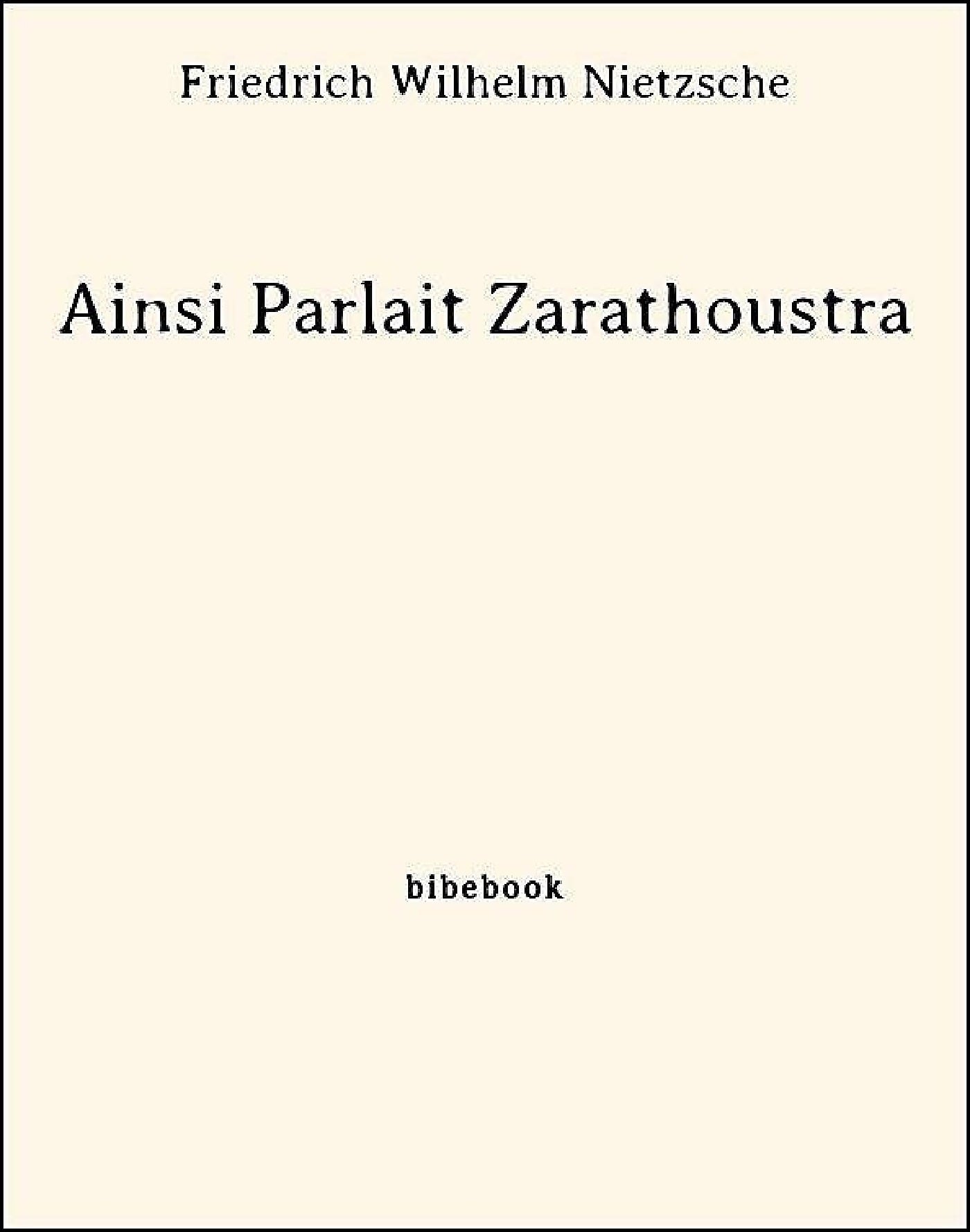 Ainsi Parlait Zarathoustra - Cover