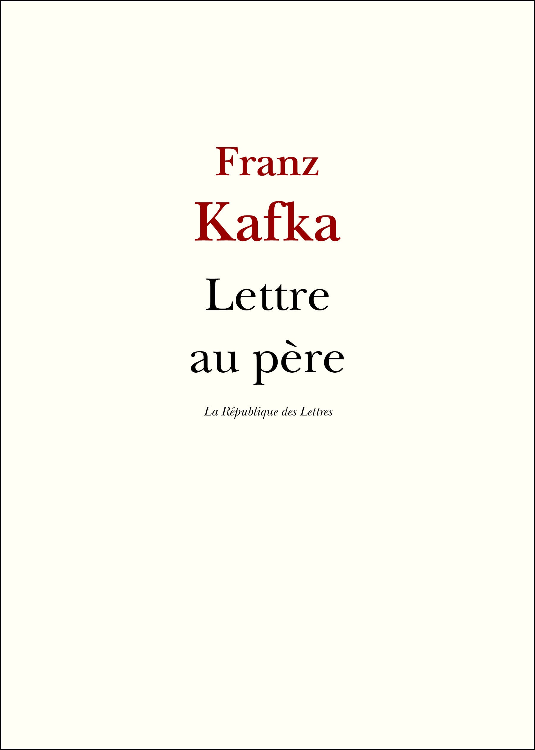 Lettre au père - Cover