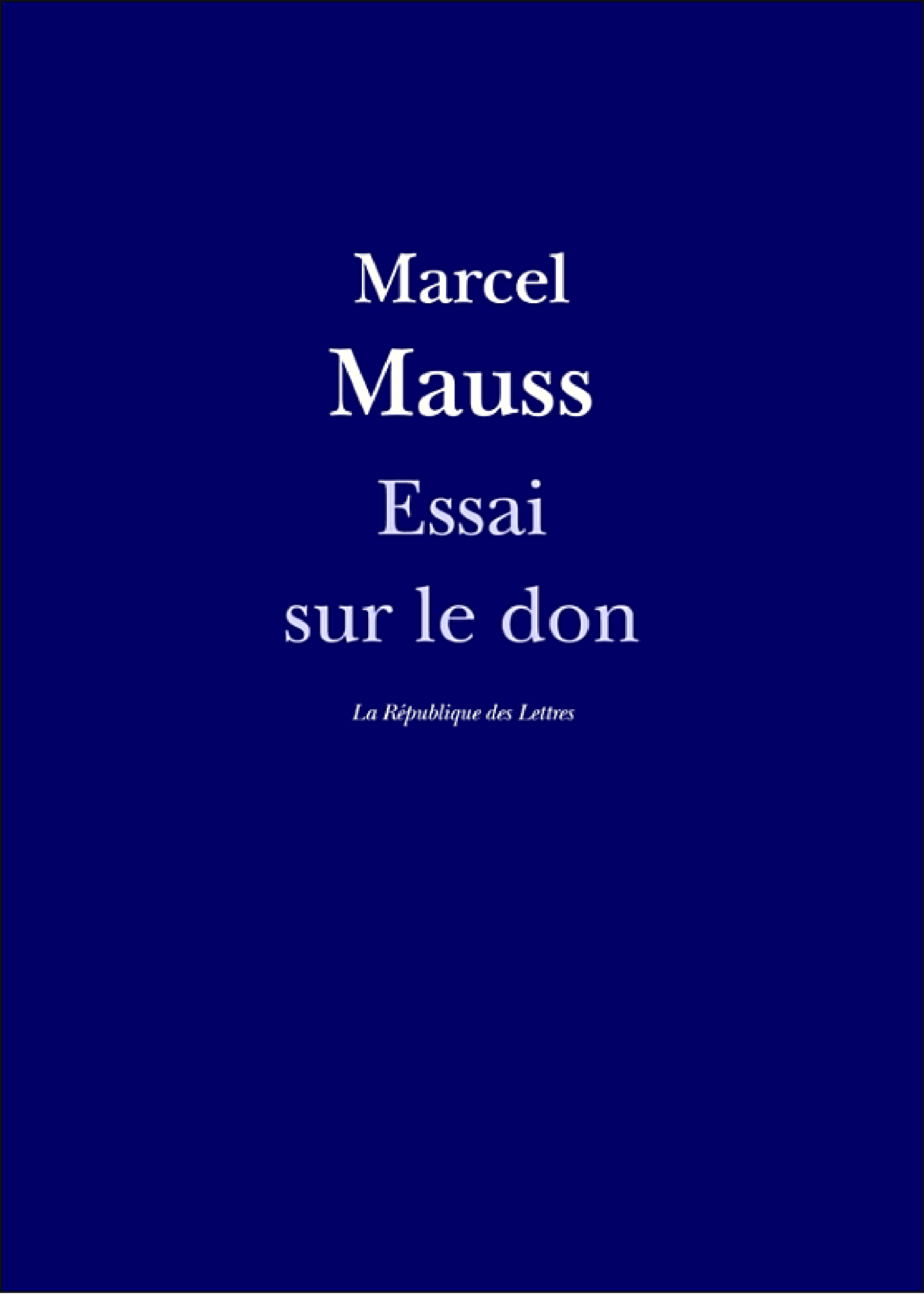 Essai sur le don - Cover