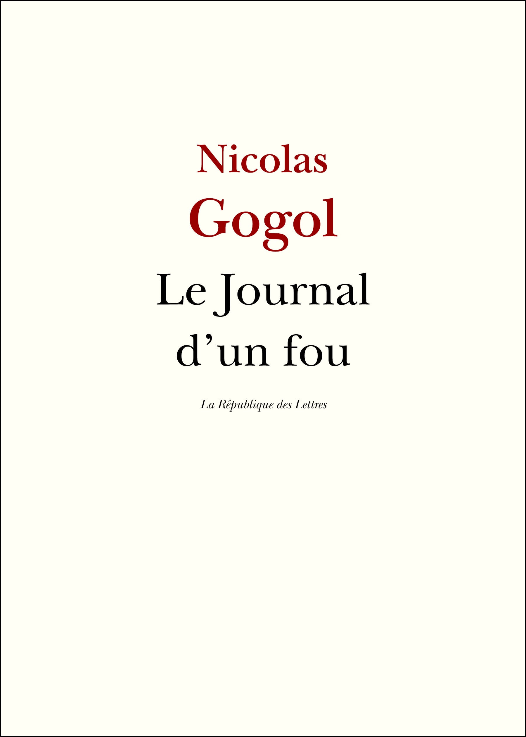 Le Journal d'un fou - Cover