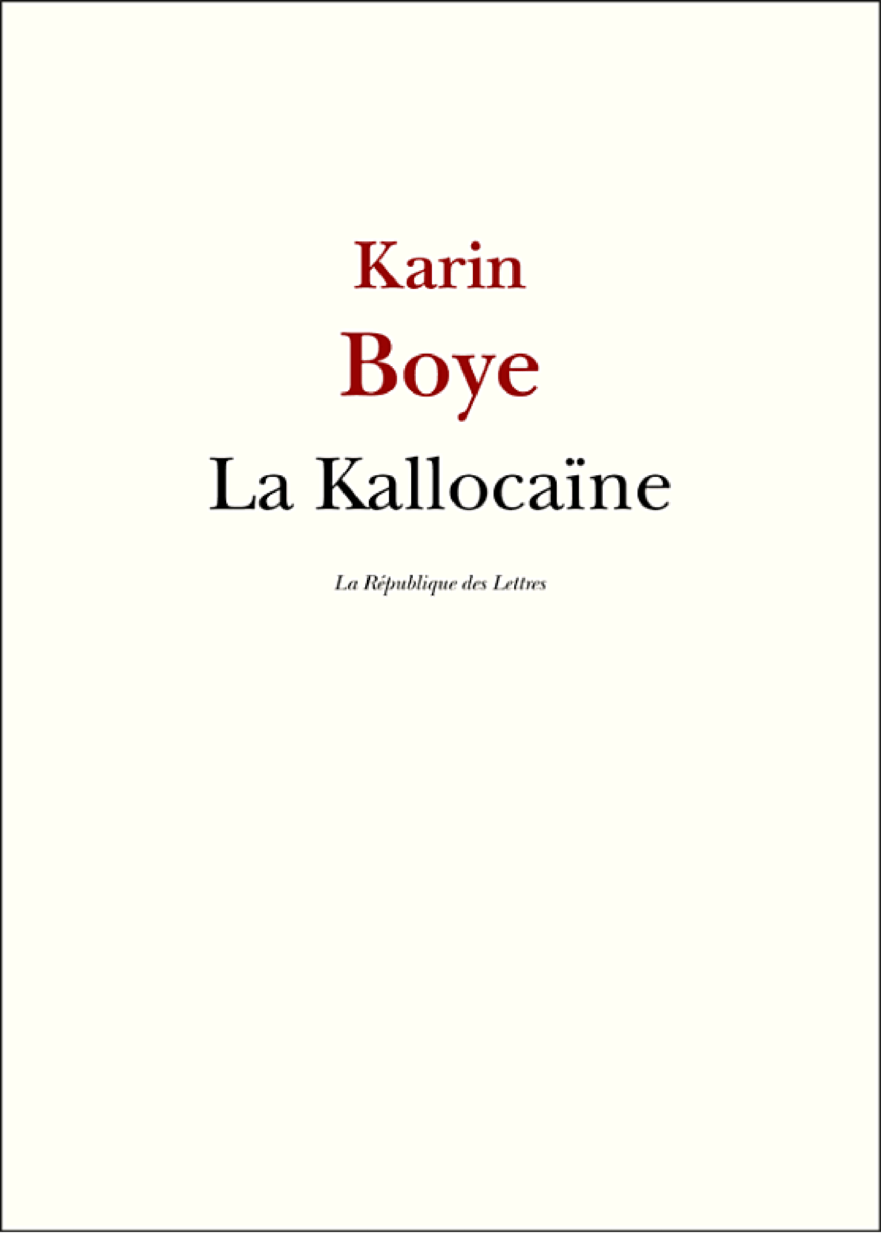 La Kallocaïne - Cover