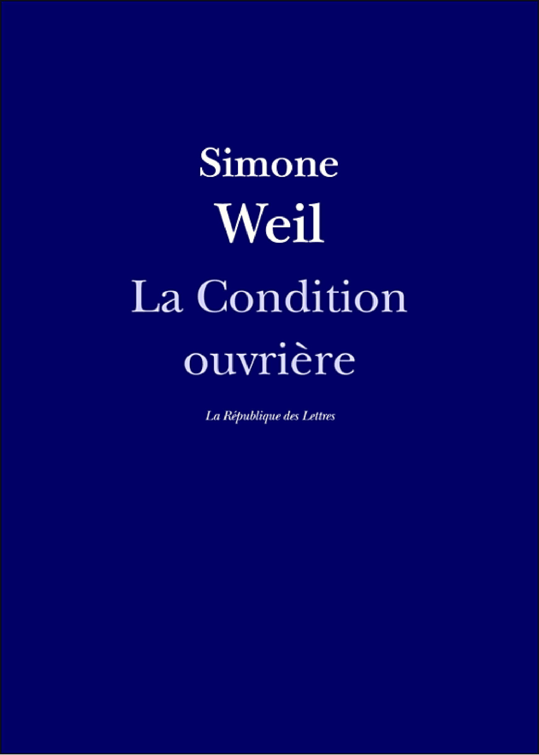 La Condition ouvrière - Cover