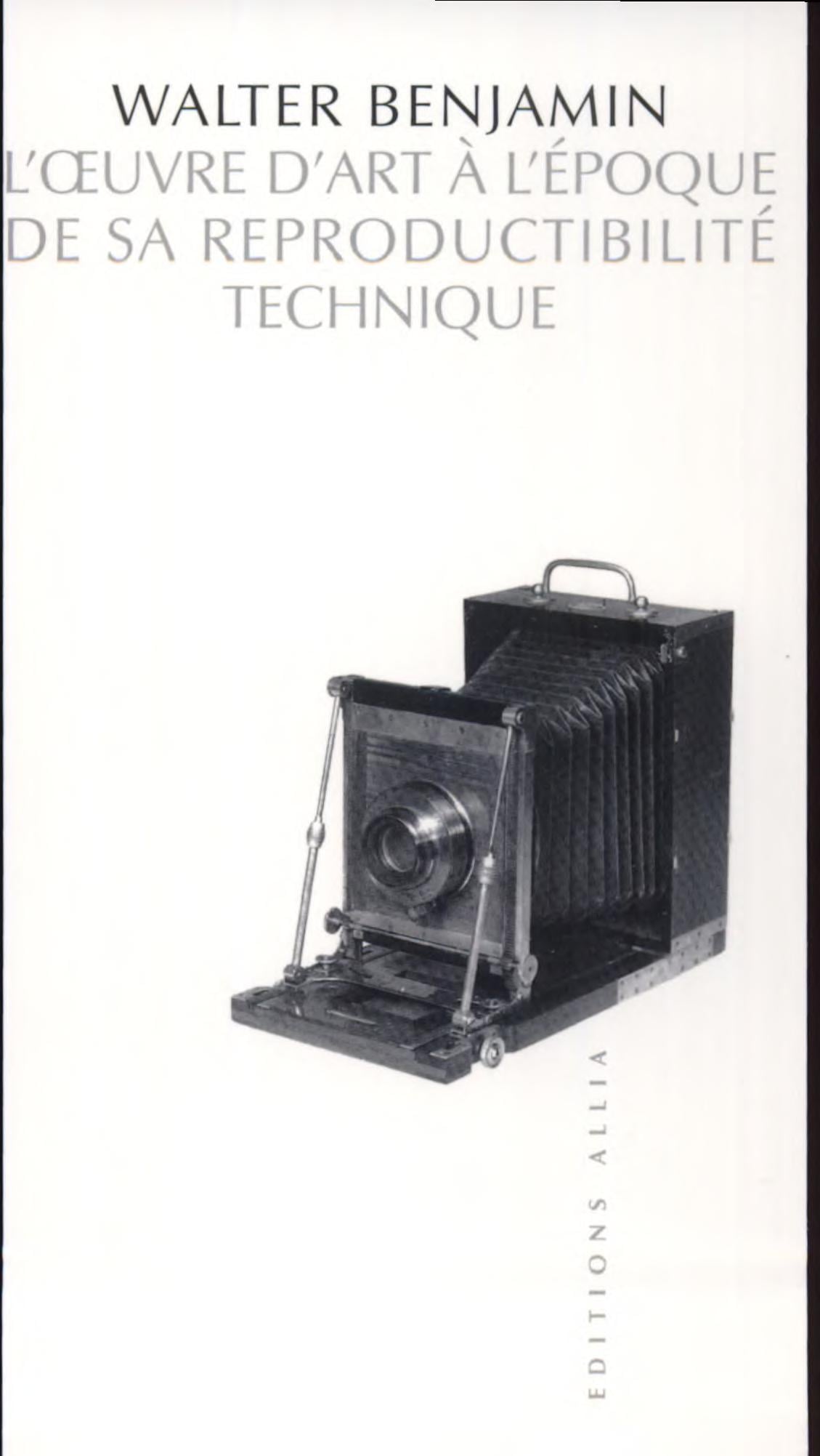 L'oeuvre d'art à l'époque de sa reproductibilité technique - Cover