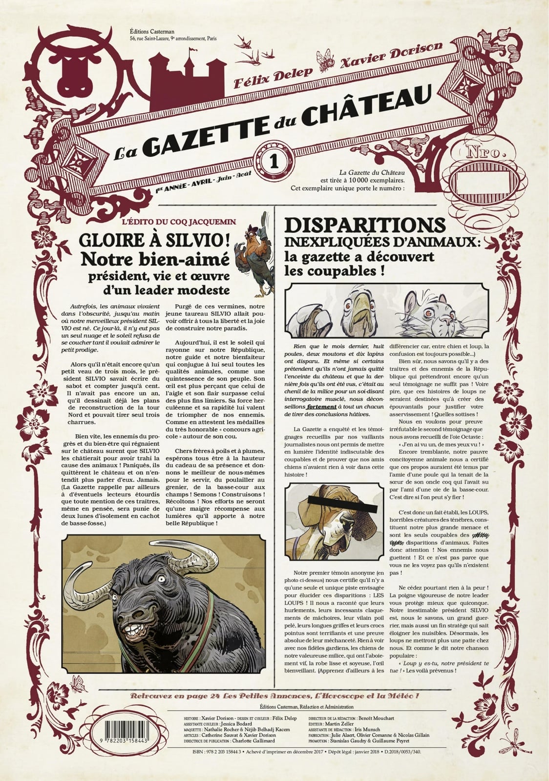 Le Château des animaux (Tome 1) - La Gazette du Château - Cover